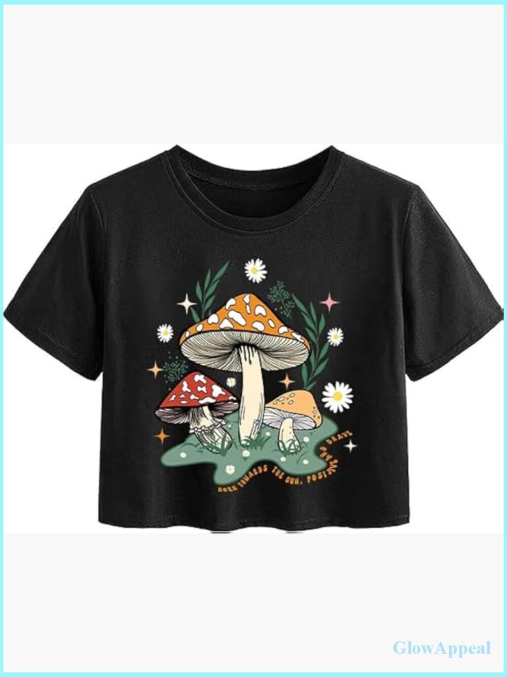 Women's Sun Graphic Tee Short Sleeve Crewneck Crop Top